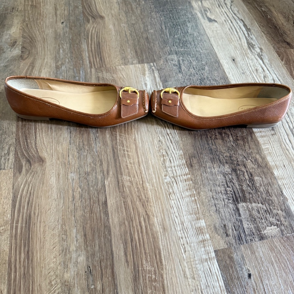 Talbots Brown Leather Buckle Ballet Loafers Sz 7 - Picture 3 of 5